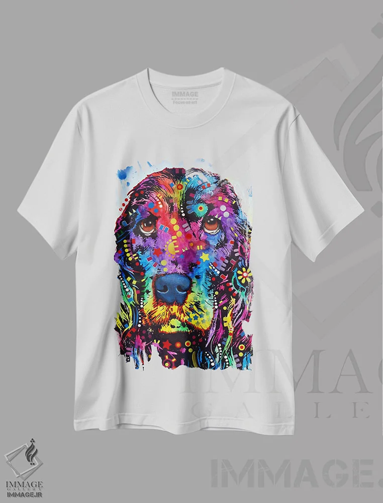 تیشرت سفید طرح دار کوکر اسپانیل دو، مدیوم اثر دین روسو | فروشگاه ایماژ