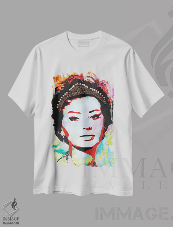 تیشرت سفید طرح دار پرزرق وبرق، مدیوم اثر دین روسو | immage.ir