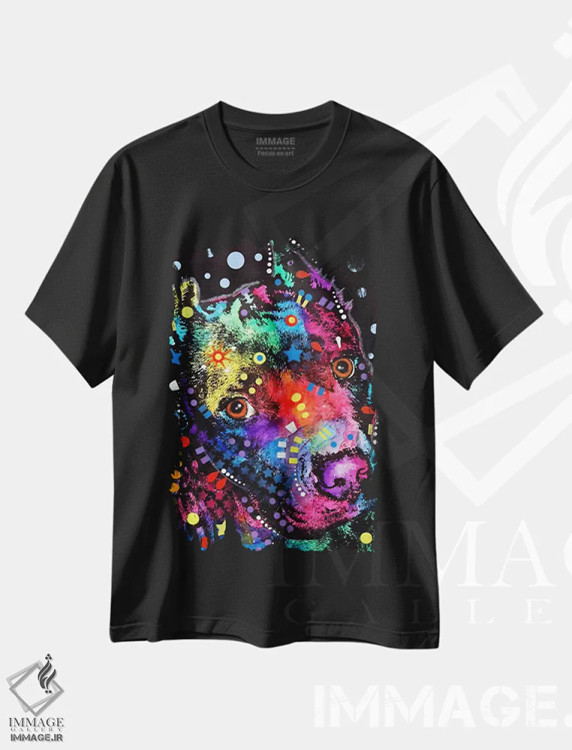 تیشرت مشکی طرح دار همراه پیت بول، مدیوم اثر دین روسو | immage.ir