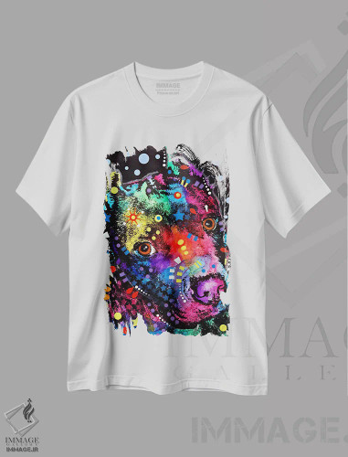 تیشرت سفید طرح دار همراه پیت بول، مدیوم اثر دین روسو | فروشگاه ایماژ