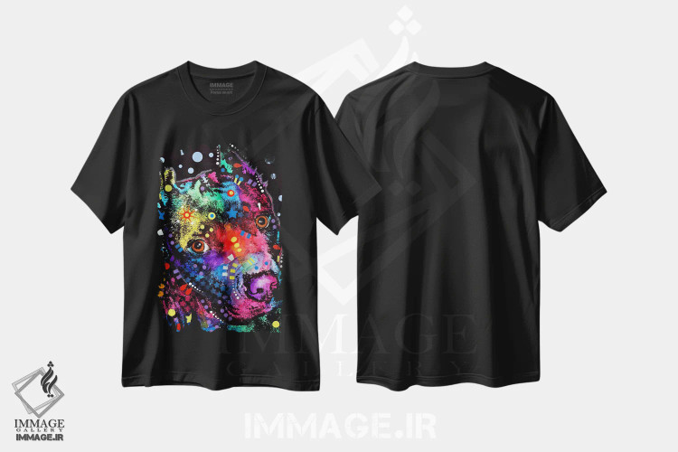 تیشرت مشکی طرح دار همراه پیت بول، مدیوم اثر دین روسو | immage.ir