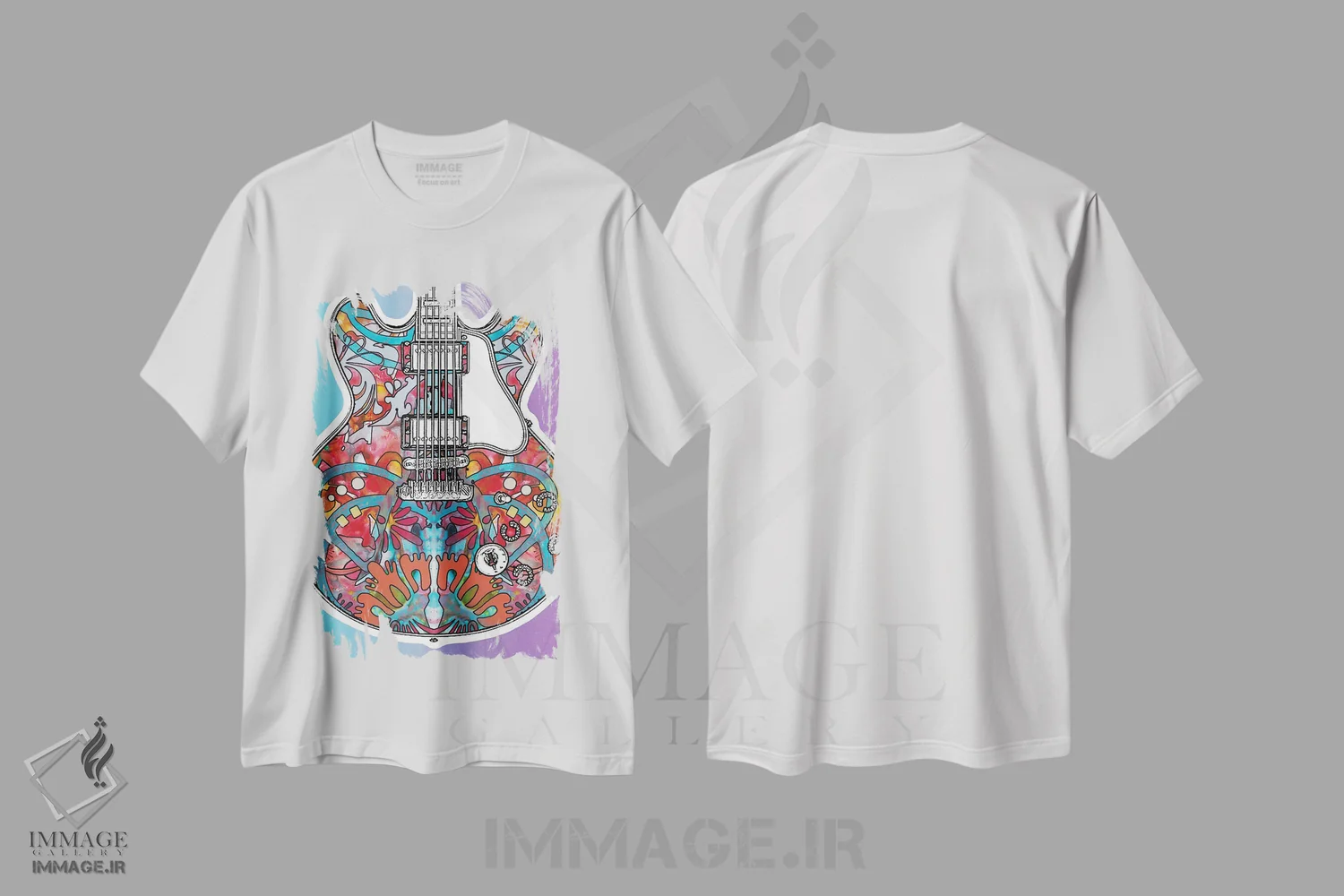 تیشرت سفید طرح دار گیبسون ES-335، هنر فاخر معاصر اثر دین روسو | فروشگاه ایماژ