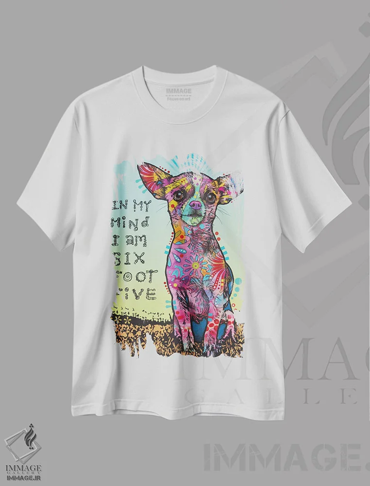 تیشرت سفید طرح دار در ذهن من، مدیوم اثر دین روسو | فروشگاه ایماژ
