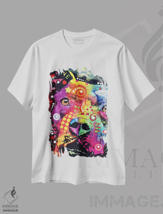 تیشرت سفید طرح دار پیت بول متفکر کلاسیک، مدیوم اثر دین روسو | immage.ir