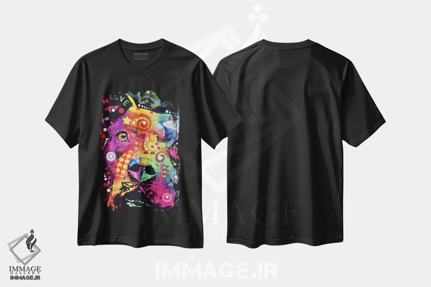 تیشرت مشکی طرح دار پیت بول متفکر کلاسیک، مدیوم اثر دین روسو | فروشگاه ایماژ