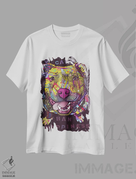 تیشرت سفید طرح دار نمی توانی خوشبختی را ممنوع کنی، مدیوم اثر دین روسو | فروشگاه ایماژ