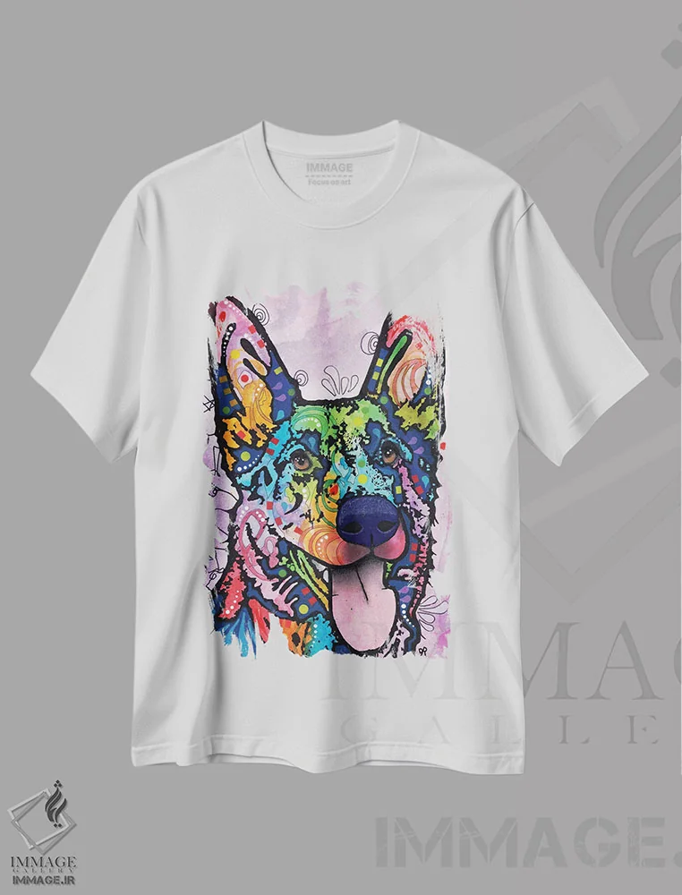 تیشرت سفید طرح دار عشق شپرد، مدیوم اثر دین روسو | immage.ir