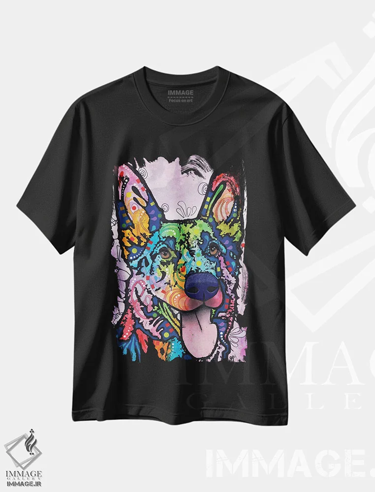 تیشرت مشکی طرح دار عشق شپرد، مدیوم اثر دین روسو | فروشگاه ایماژ