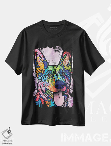 تیشرت مشکی طرح دار عشق شپرد، مدیوم اثر دین روسو | فروشگاه ایماژ