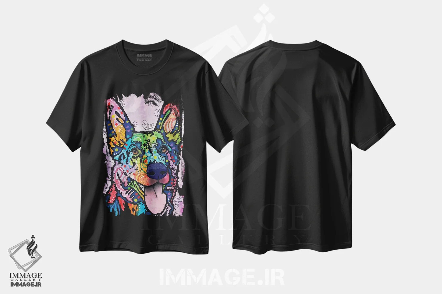 تیشرت مشکی طرح دار عشق شپرد، مدیوم اثر دین روسو | فروشگاه ایماژ