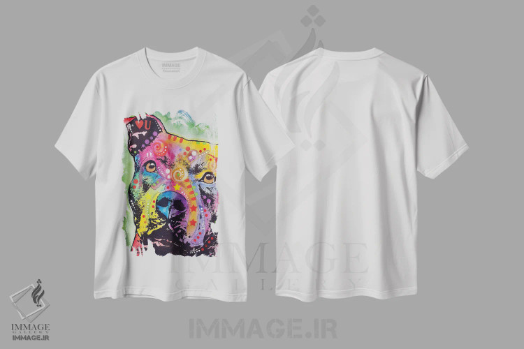 تیشرت سفید طرح دار پیت بول متفکر، هنر فاخر معاصر اثر دین روسو | فروشگاه ایماژ