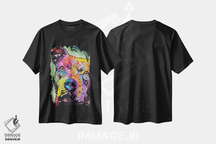 تیشرت مشکی طرح دار پیت بول متفکر، هنر فاخر معاصر اثر دین روسو | immage.ir