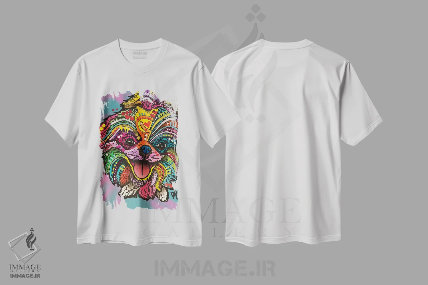 تیشرت سفید طرح دار مولی، هنر فاخر معاصر اثر دین روسو | فروشگاه ایماژ