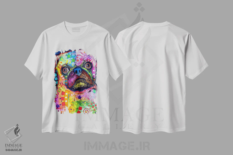 تیشرت سفید طرح دار پاگ 92309، مدیوم اثر دین روسو | immage.ir