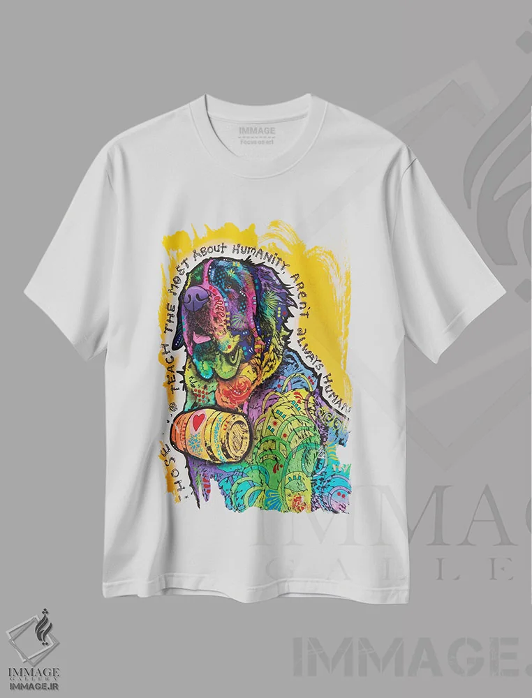 تیشرت سفید طرح دار انسانیت، مدیوم اثر دین روسو | immage.ir