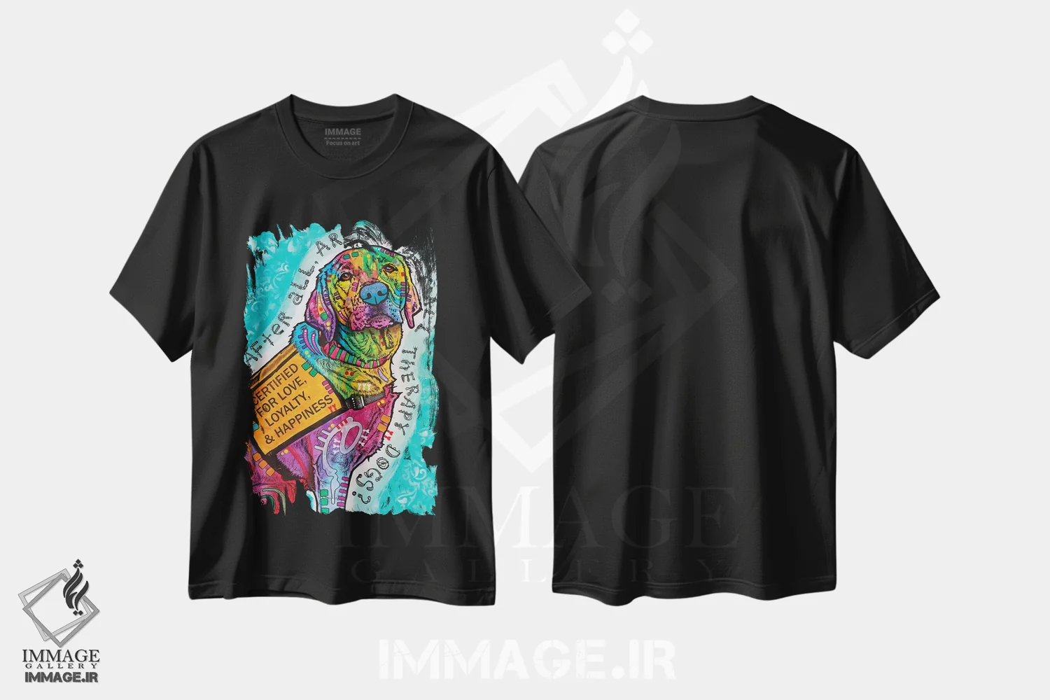 تیشرت مشکی طرح دار تأییدشده برای عشق، مدیوم اثر دین روسو | immage.ir