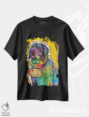 تیشرت مشکی طرح دار انسانیت، مدیوم اثر دین روسو | فروشگاه ایماژ