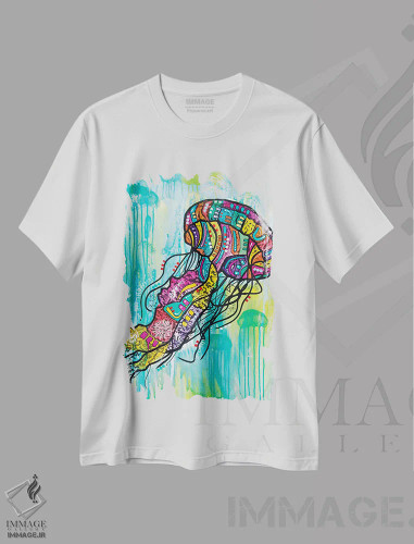تیشرت سفید طرح دار عروس دریایی، مدیوم اثر دین روسو | فروشگاه ایماژ
