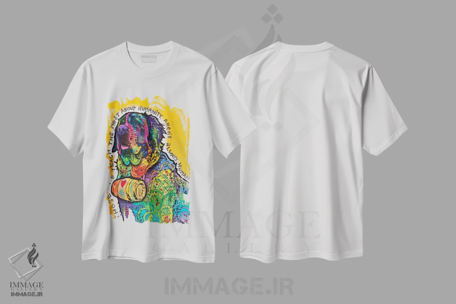 تیشرت سفید طرح دار انسانیت، مدیوم اثر دین روسو | immage.ir