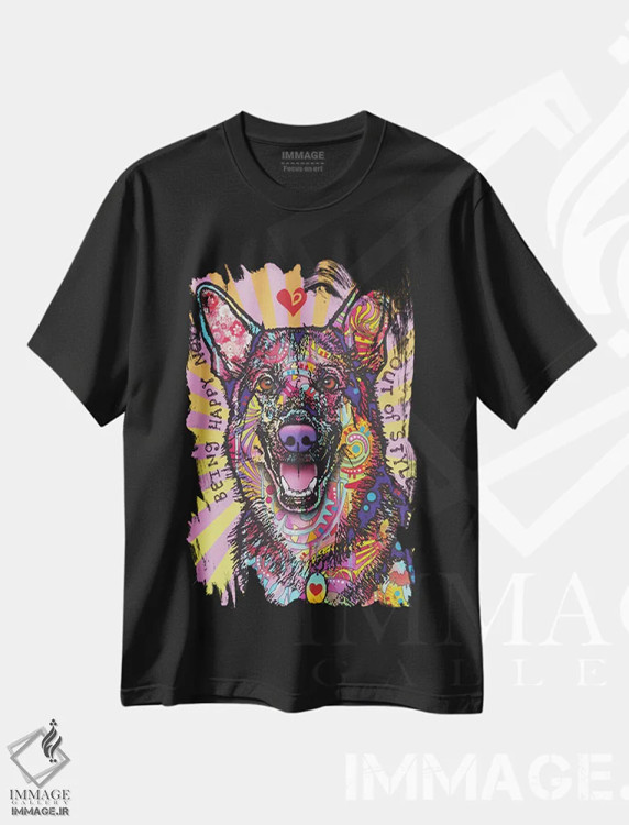 تیشرت مشکی طرح دار شاد بودن، مدیوم اثر دین روسو | immage.ir
