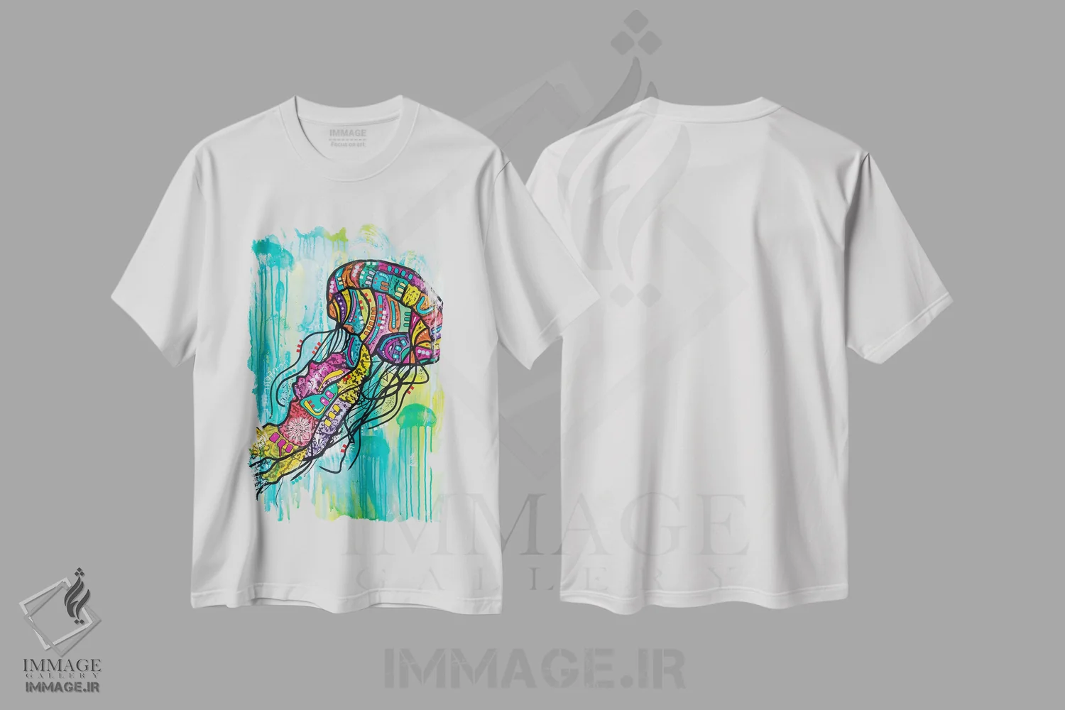 تیشرت سفید طرح دار عروس دریایی، مدیوم اثر دین روسو | فروشگاه ایماژ