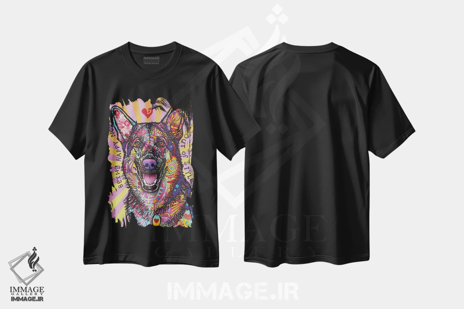 تیشرت مشکی طرح دار شاد بودن، مدیوم اثر دین روسو | immage.ir