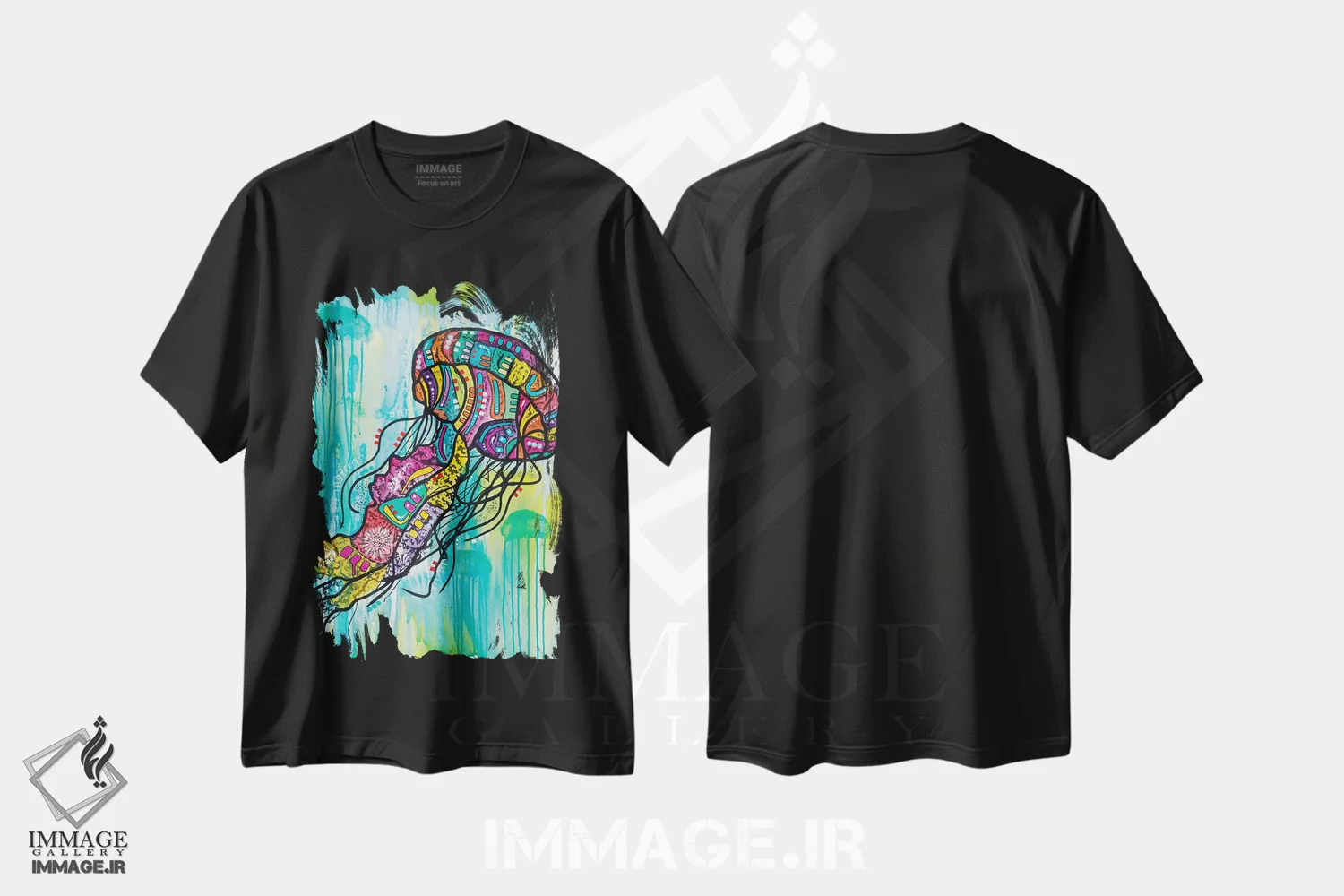 تیشرت مشکی طرح دار عروس دریایی، مدیوم اثر دین روسو | immage.ir