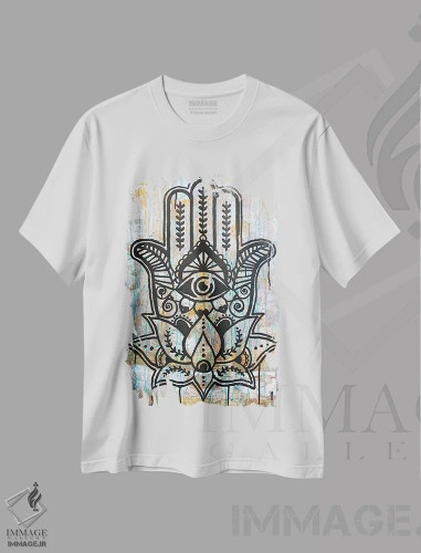 تیشرت سفید طرح دار هامسا لوتوس، تزئینی اثر دین روسو | فروشگاه ایماژ