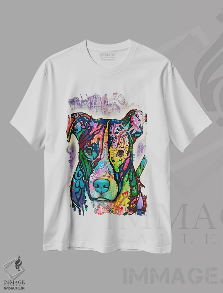 تیشرت سفید طرح دار دوستم داشته باش، مدیوم اثر دین روسو | immage.ir