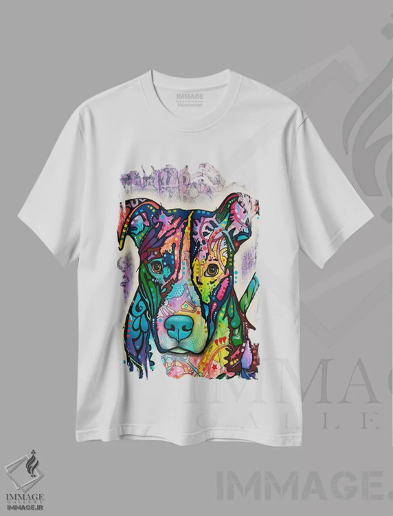تیشرت سفید طرح دار دوستم داشته باش، مدیوم اثر دین روسو | immage.ir