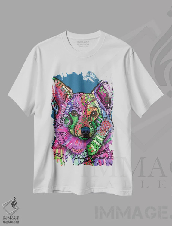 تیشرت سفید طرح دار کورگی پاک نشدنی، مدیوم اثر دین روسو | immage.ir