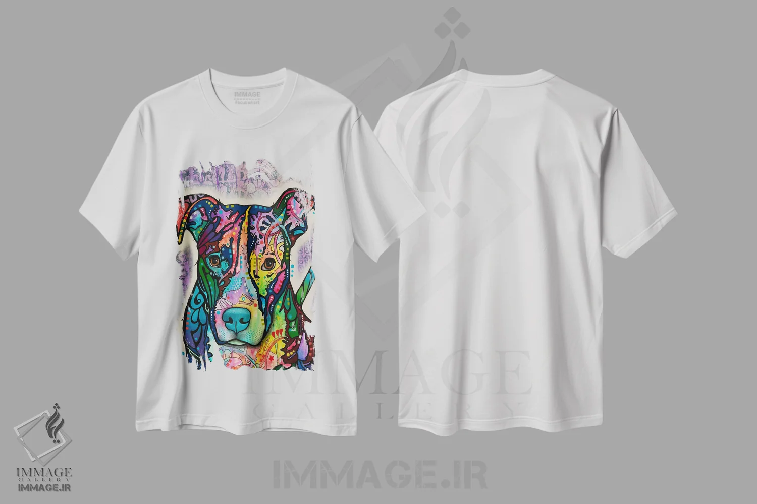 تیشرت سفید طرح دار دوستم داشته باش، مدیوم اثر دین روسو | immage.ir