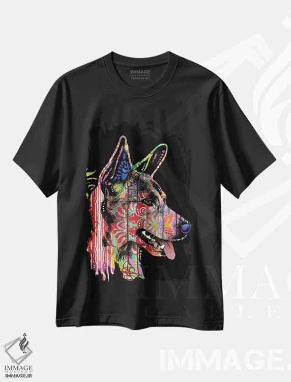 تیشرت مشکی طرح دار عشق اینجاست، مدیوم اثر دین روسو | فروشگاه ایماژ