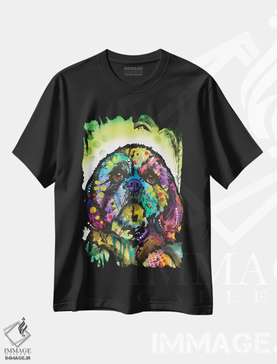 تیشرت مشکی طرح دار تقریباً شی تزسو، مدیوم اثر دین روسو | immage.ir