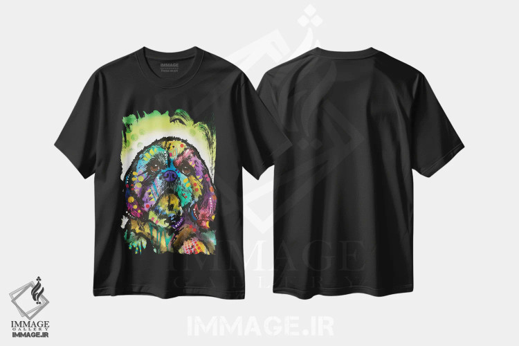 تیشرت مشکی طرح دار تقریباً شی تزسو، مدیوم اثر دین روسو | immage.ir