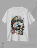 تیشرت سفید طرح دار جمجمه پانک، دکوراسیون جایگزین اثر دین روسو | فروشگاه ایماژ
