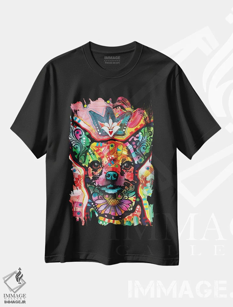 تیشرت مشکی طرح دار رویال-چی، مدیوم اثر دین روسو | فروشگاه ایماژ