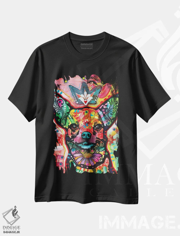 تیشرت مشکی طرح دار رویال-چی، مدیوم اثر دین روسو | فروشگاه ایماژ