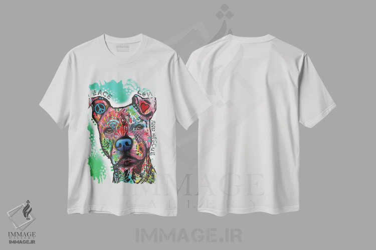 تیشرت سفید طرح دار صلح، عشق و نجات، مدیوم اثر دین روسو | immage.ir