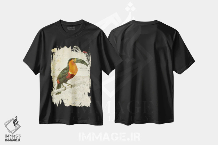 تیشرت مشکی طرح دار پرندهٔ زیبا ۱، مدیوم اثر دبورا رِوِل | فروشگاه ایماژ