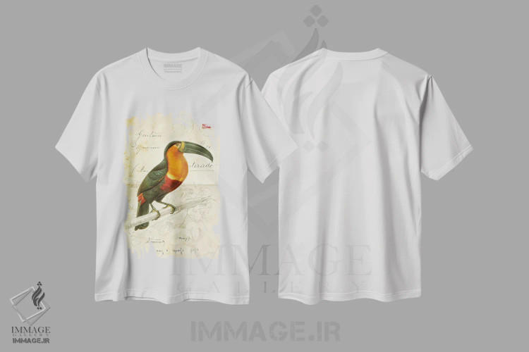 تیشرت سفید طرح دار پرندهٔ زیبا ۱، مدیوم اثر دبورا رِوِل | immage.ir