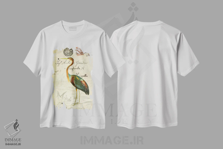 تیشرت سفید طرح دار پرندهٔ زیبا ۲، مدیوم اثر دبورا رِوِل | فروشگاه ایماژ
