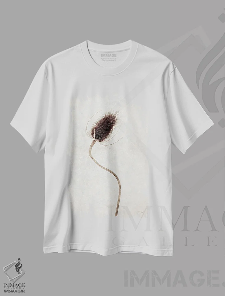 تیشرت سفید طرح دار گل خشک ۲، تزئینی اثر دبورا رِوِل | فروشگاه ایماژ