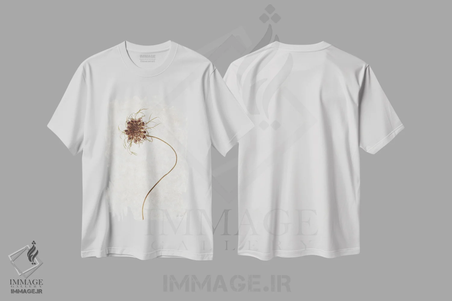 تیشرت سفید طرح دار گل خشک ۱، تزئینی اثر دبورا رِوِل | immage.ir