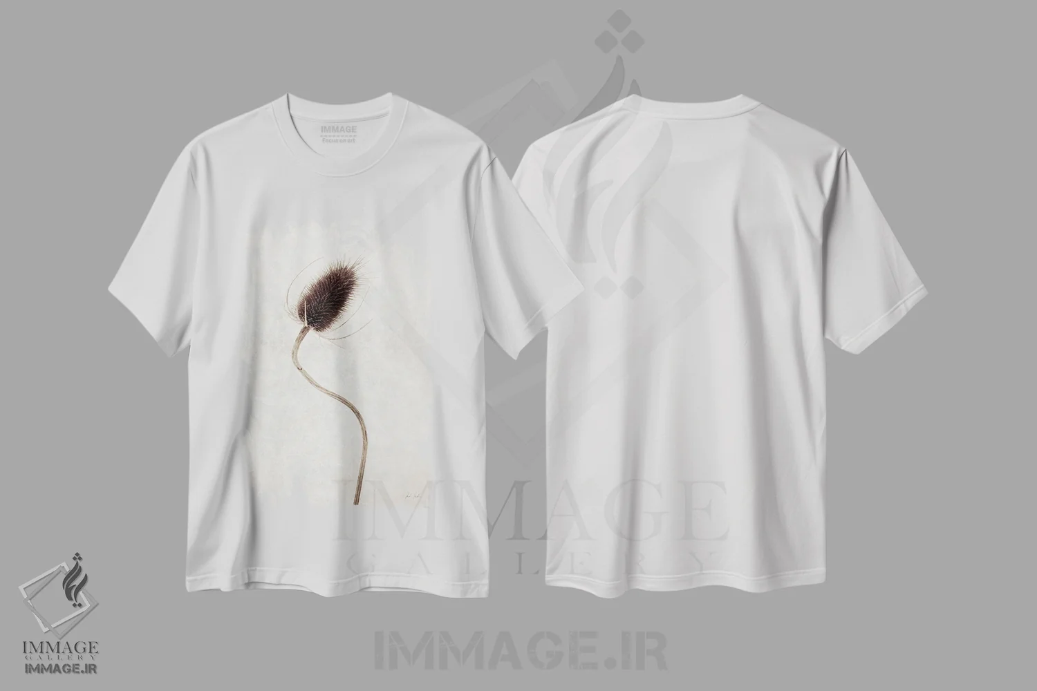 تیشرت سفید طرح دار گل خشک ۲، تزئینی اثر دبورا رِوِل | فروشگاه ایماژ