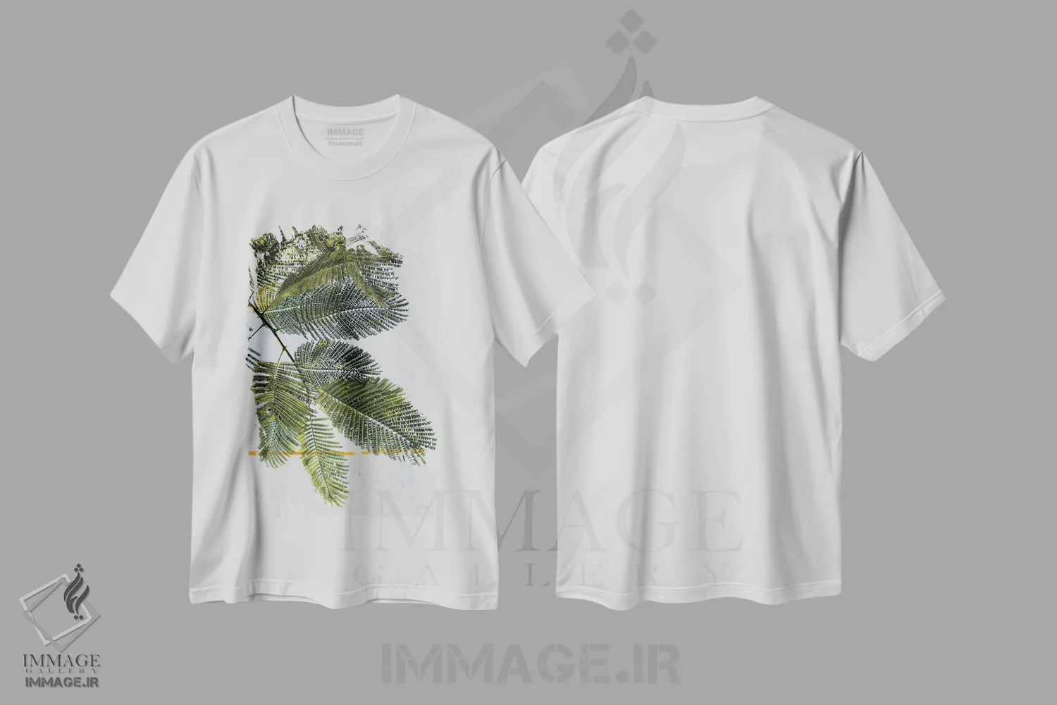 تیشرت سفید طرح دار شاخه نخل، تزئینی اثر دبورا رِوِل | immage.ir