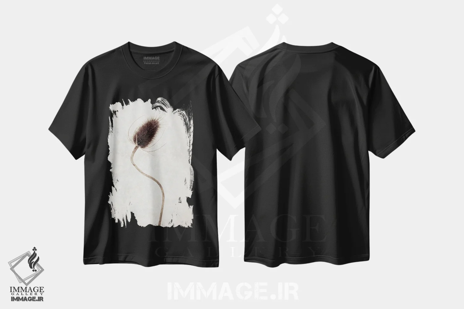 تیشرت مشکی طرح دار گل خشک ۲، تزئینی اثر دبورا رِوِل | immage.ir