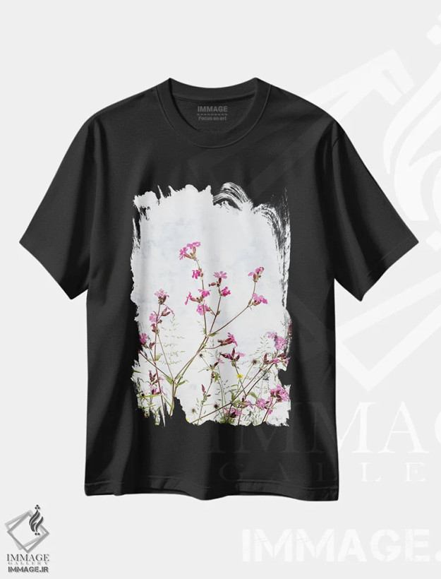 تیشرت مشکی طرح دار کامپین صورتی، تزئینی اثر دبورا رِوِل | فروشگاه ایماژ