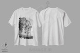 تیشرت سفید طرح دار زیبا در پاریس ۳، هنر تزئینی سیاه و سفید اثر دبورا رِوِل | فروشگاه ایماژ