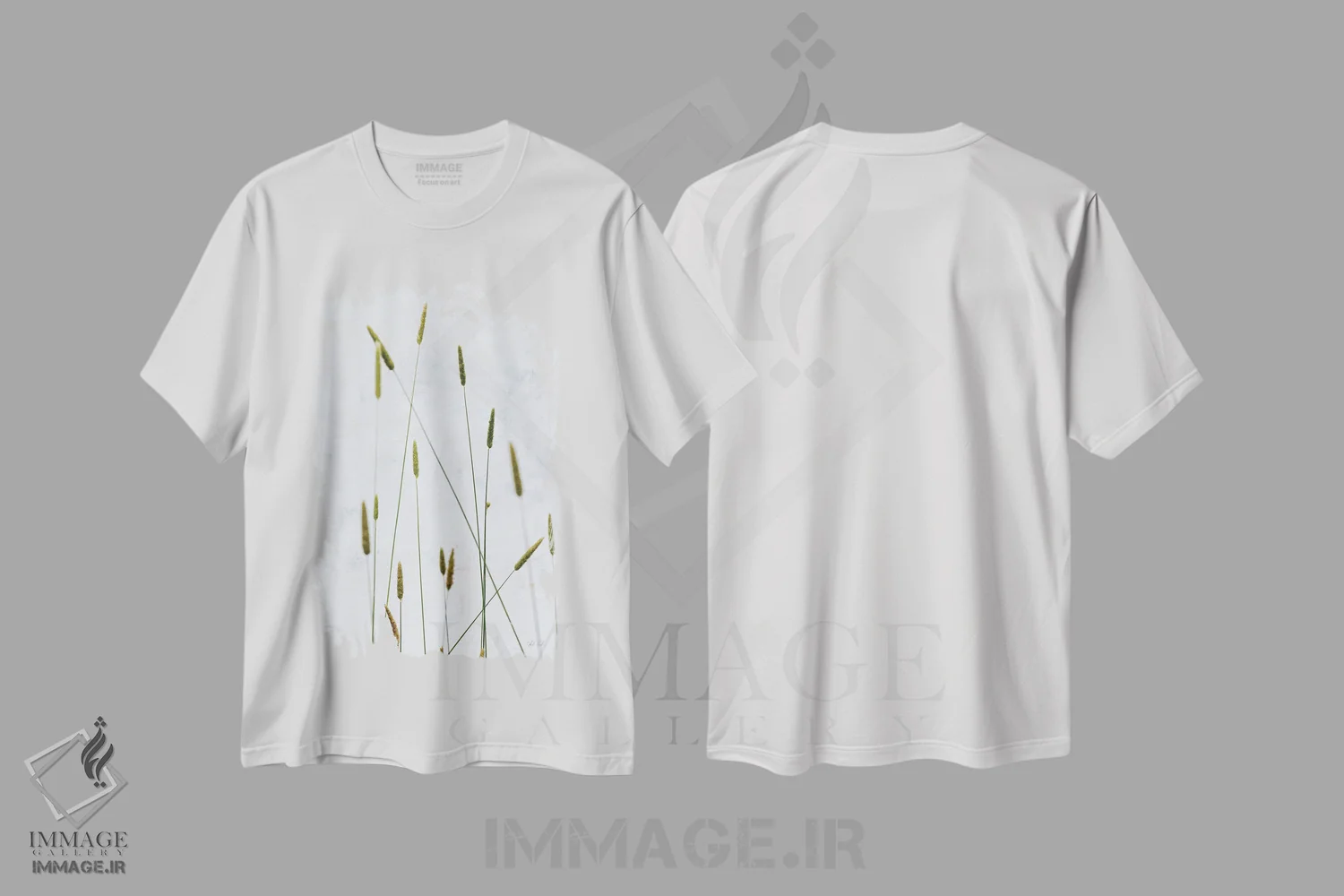 تیشرت سفید طرح دار علف تیموتی، تزئینی اثر دبورا رِوِل | فروشگاه ایماژ